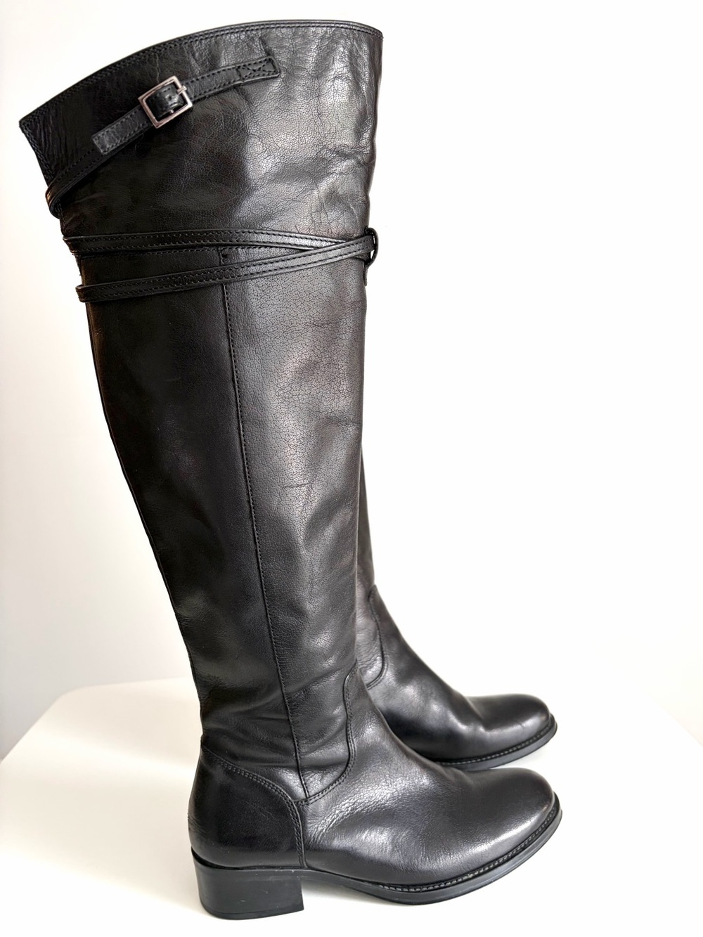 Vintage Bravo Browns Black Leather Equestrian Dark Academia Riding Boots Size 35 - Picture 2 of 10